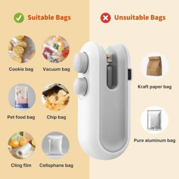 Mini Heat Sealer – Portable Bag Sealing Machine for Fresh Food Storage - Image 3