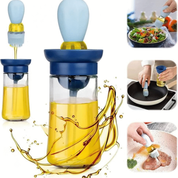2-in-1 Oil Dispenser Bottle with Silicone Brush – Perfect for Cooking, BBQ & Baking