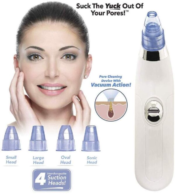 Electric Pore Vacuum Cleaner – Blackhead Remover with 4 Suction Heads